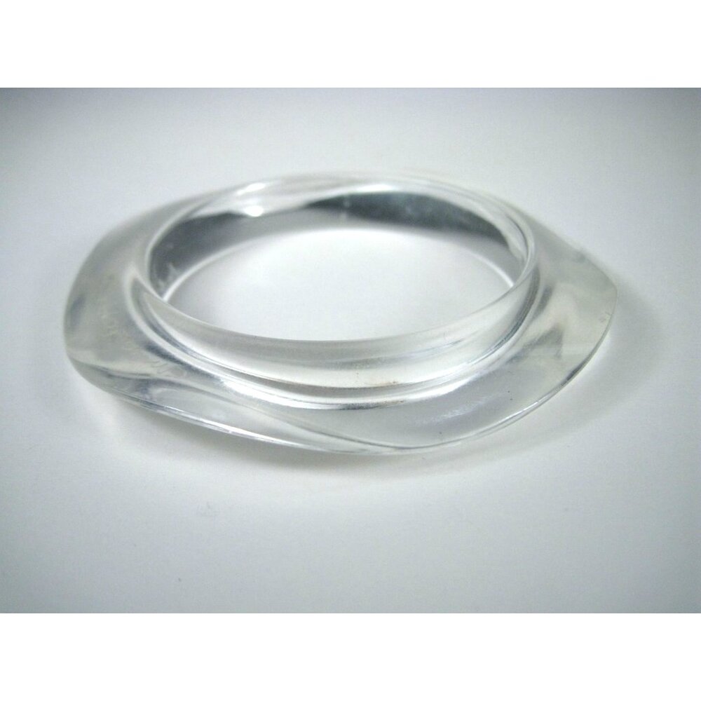 Judith Appelbaum Clear Lucite Sculptural Bangle Bracelet Handmade Signed